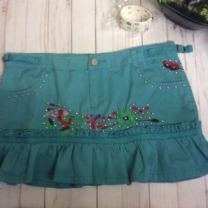 Stud Ruffle Mini embroidered Skirt